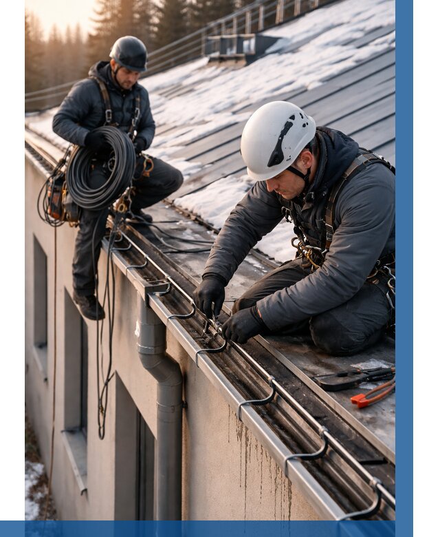 Монтаж греющего кабеля на кровле в Екатеринбурге от 461 р. | ВЫСОТНИК-Ктр