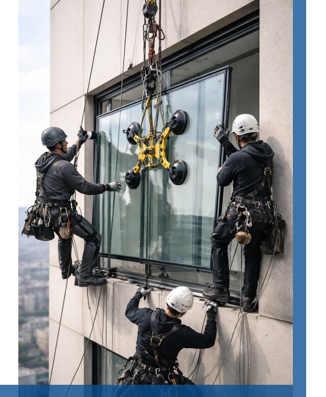 Монтаж стеклопакетов на высоте в Екатеринбурге от 3280 р. | ВЫСОТНИК-Ктр