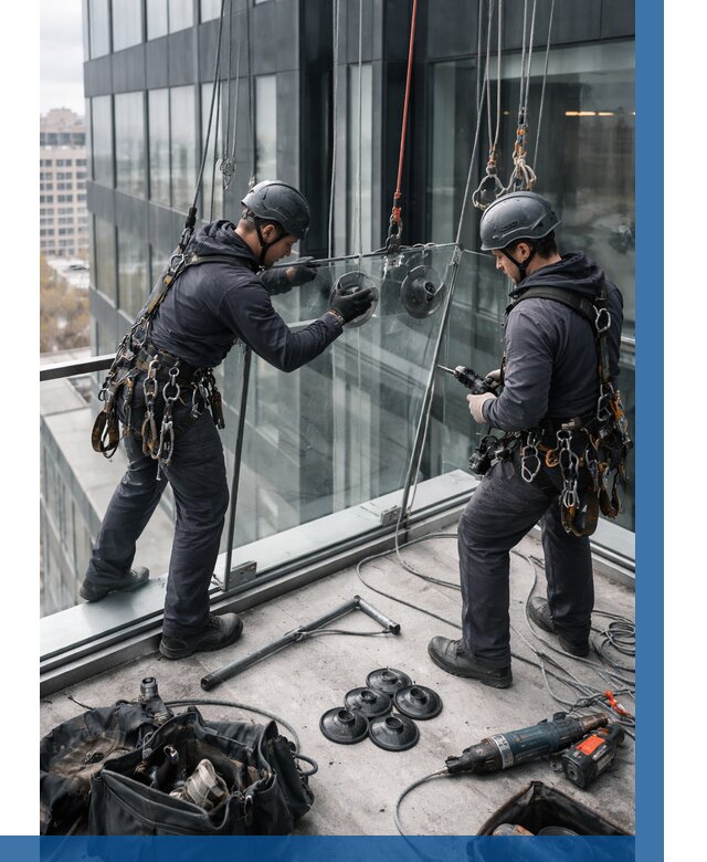 Монтаж стеклянных ограждений в Екатеринбурге от 2562 р. | ВЫСОТНИК-Ктр