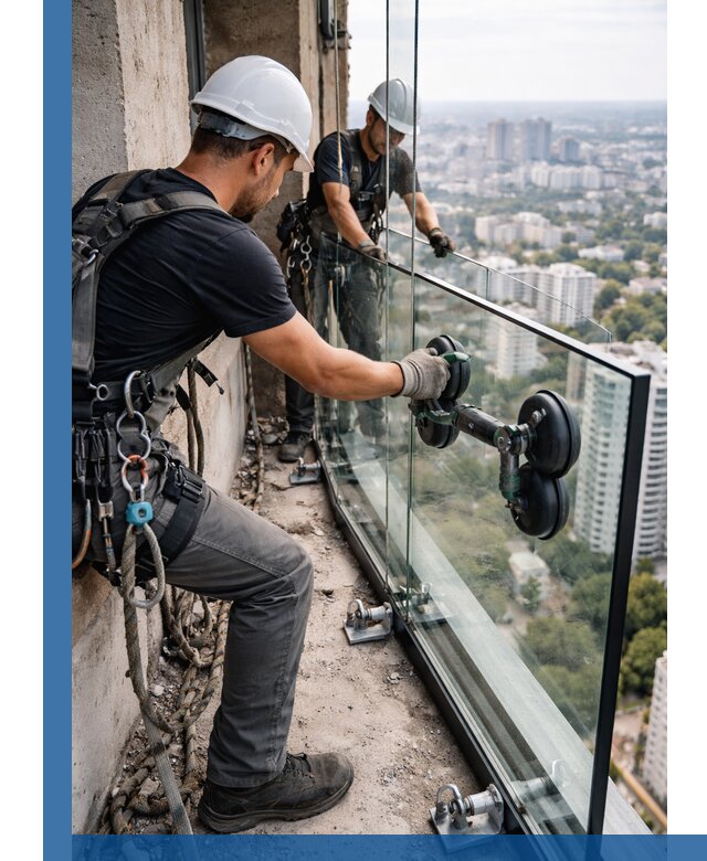 Монтаж стеклянных ограждений под ключ с гарантией в Екатеринбурге