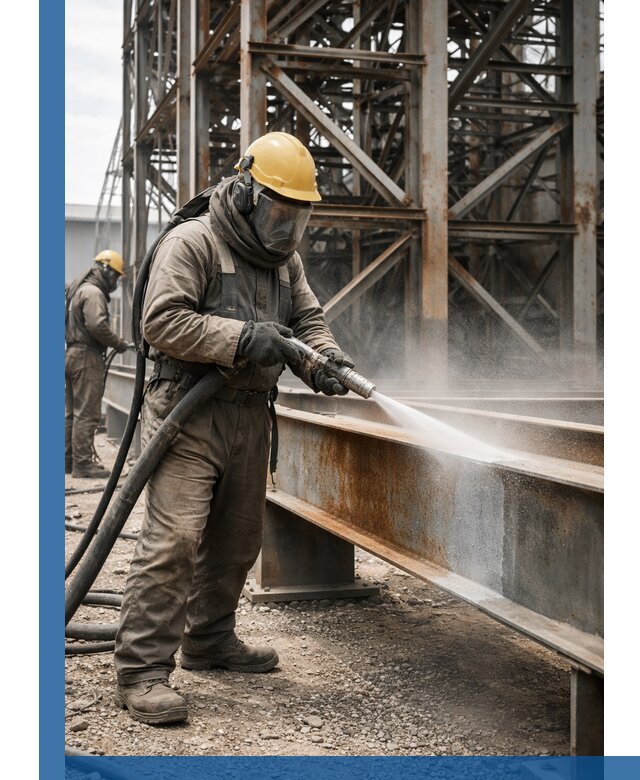 Пескоструйная очистка металлоконструкций в Екатеринбурге промышленная