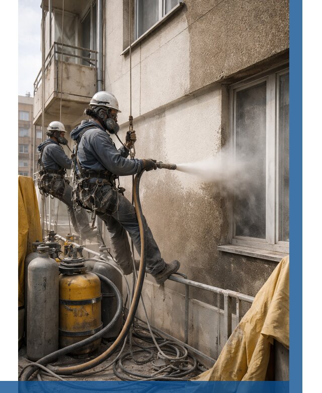 Пескоструйная очистка фасада в Екатеринбурге от 666 р. | ВЫСОТНИК-Ктр