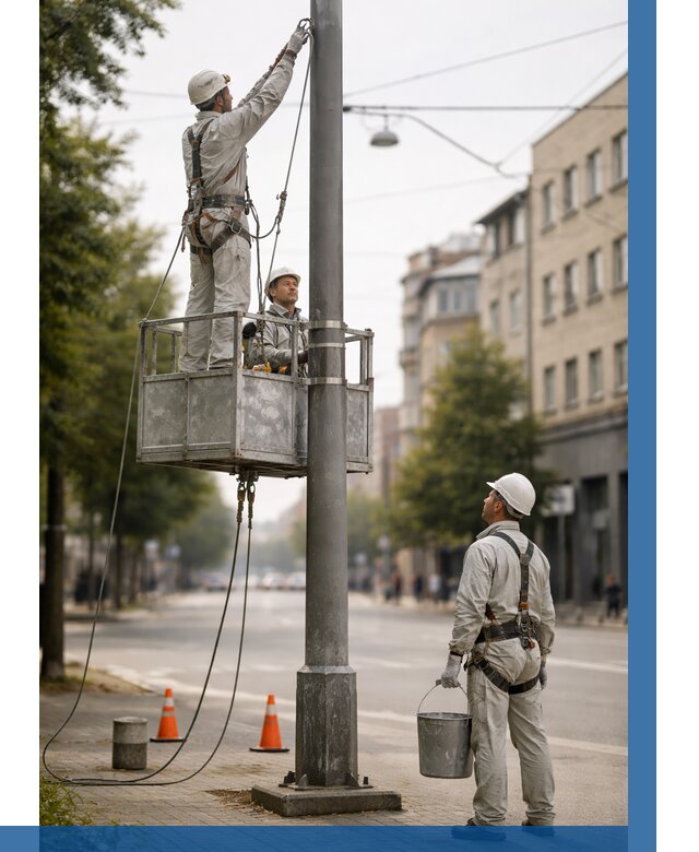 Покраска опор освещения в Екатеринбурге от 5125 р. | ВЫСОТНИК-Ктр
