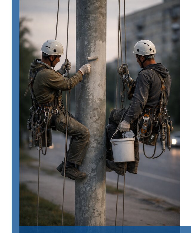 Покраска опор освещения и антикоррозийная защита в Екатеринбурге