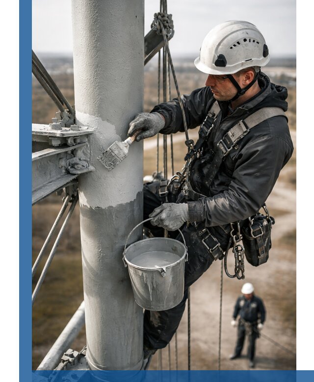 Покраска мачт связи в Екатеринбурге промышленными альпинистами