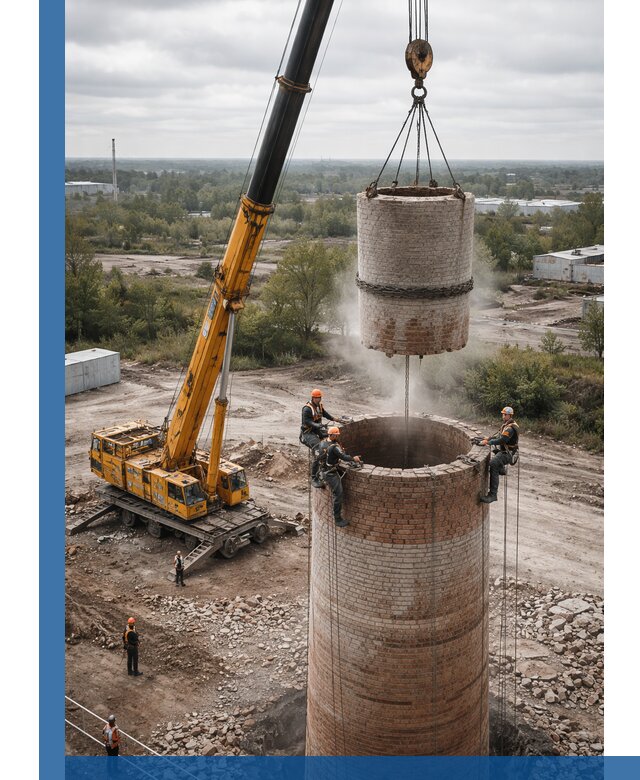 Демонтаж дымовой трубы в Екатеринбурге с гарантиями безопасности