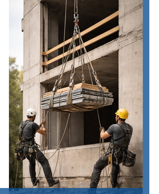 Подъем материала на этаж веревками в Екатеринбурге от 1537 р. | ВЫСОТНИК-Ктр