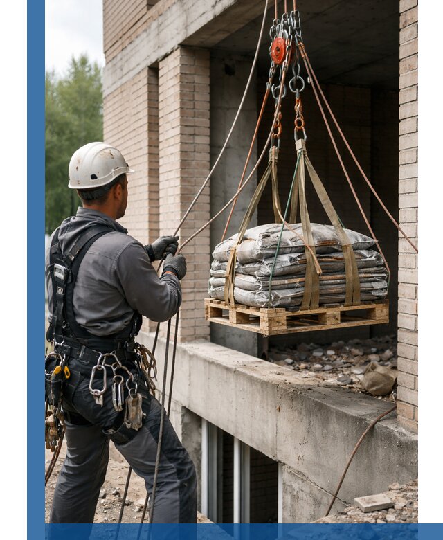 Подъем материалов на этаж веревками в Екатеринбурге оперативно