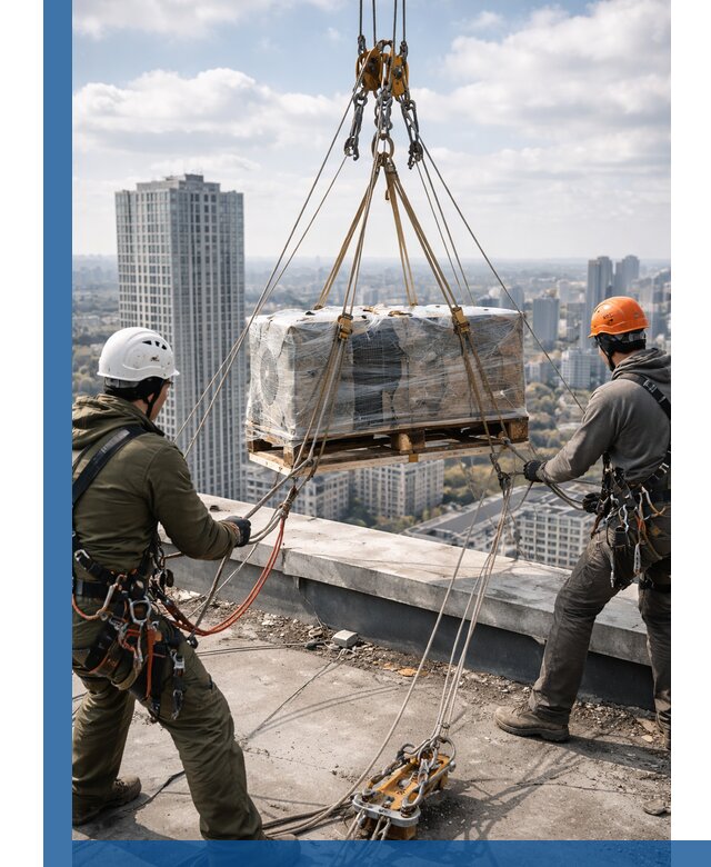 Подъем и монтаж крупногабаритных грузов на крышу в Екатеринбурге