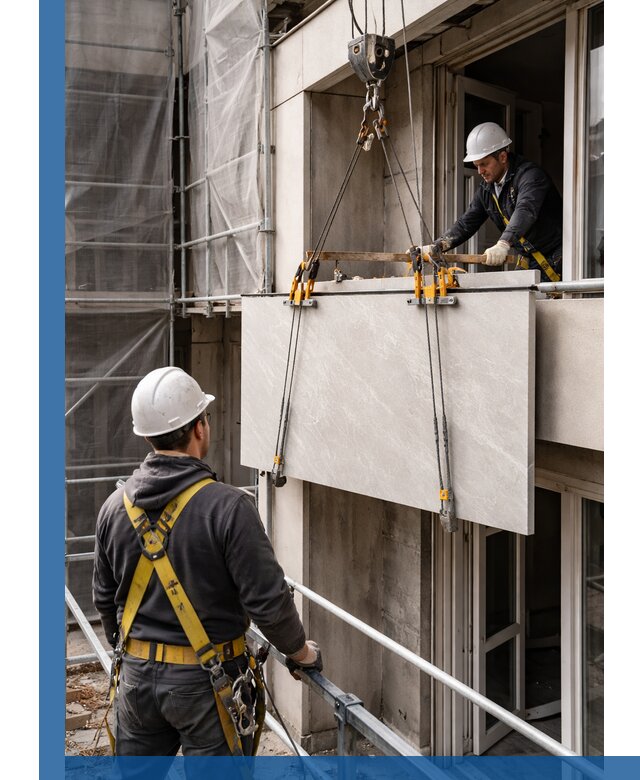 Подъем керамогранита на этаж в Екатеринбурге грузчиками и техникой