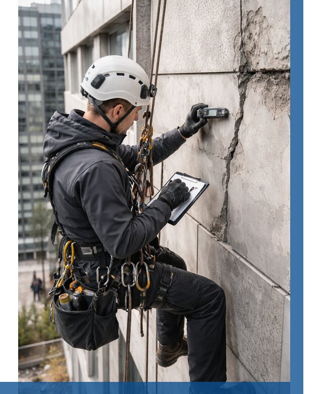 Обследование фасада альпинистами в Екатеринбурге от 123 р. | ВЫСОТНИК-Ктр