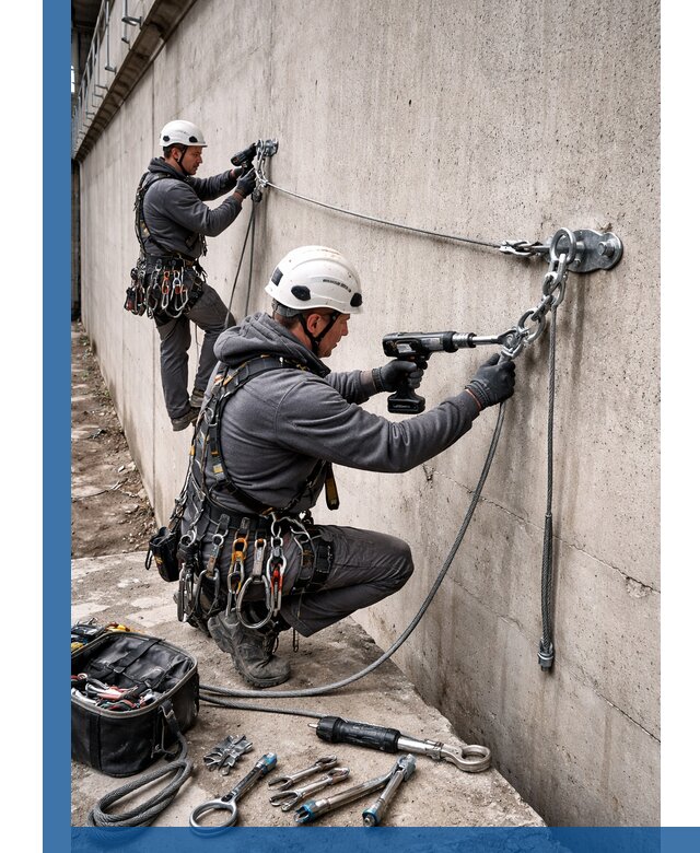 Монтаж анкерных линий высотной безопасности в Екатеринбурге