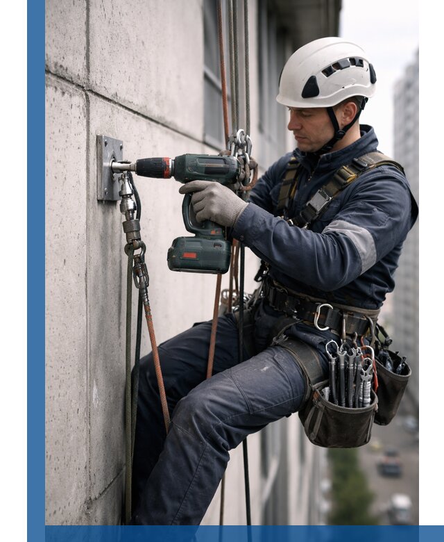 Установка анкерных точек для высотных работ в Екатеринбурге