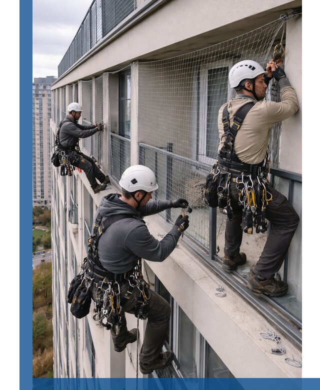 Профессиональный монтаж защитной сетки от птиц в Екатеринбурге